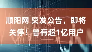 顺阳网 突发公告，即将关停！曾有超1亿用户