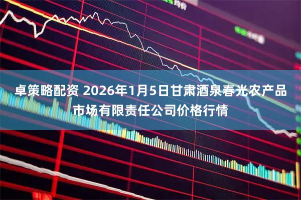 卓策略配资 2026年1月5日甘肃酒泉春光农产品市场有限责任公司价格行情
