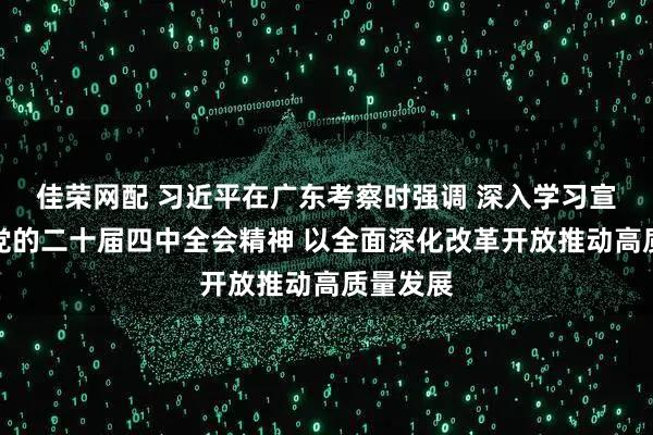 佳荣网配 习近平在广东考察时强调 深入学习宣传贯彻党的二十届四中全会精神 以全面深化改革开放推动高质量发展